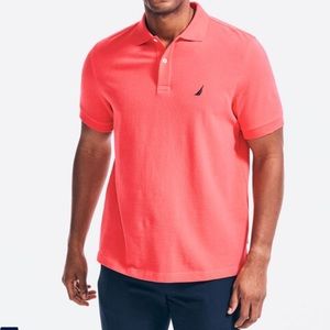 Nautica Mens large pink red polo shirt